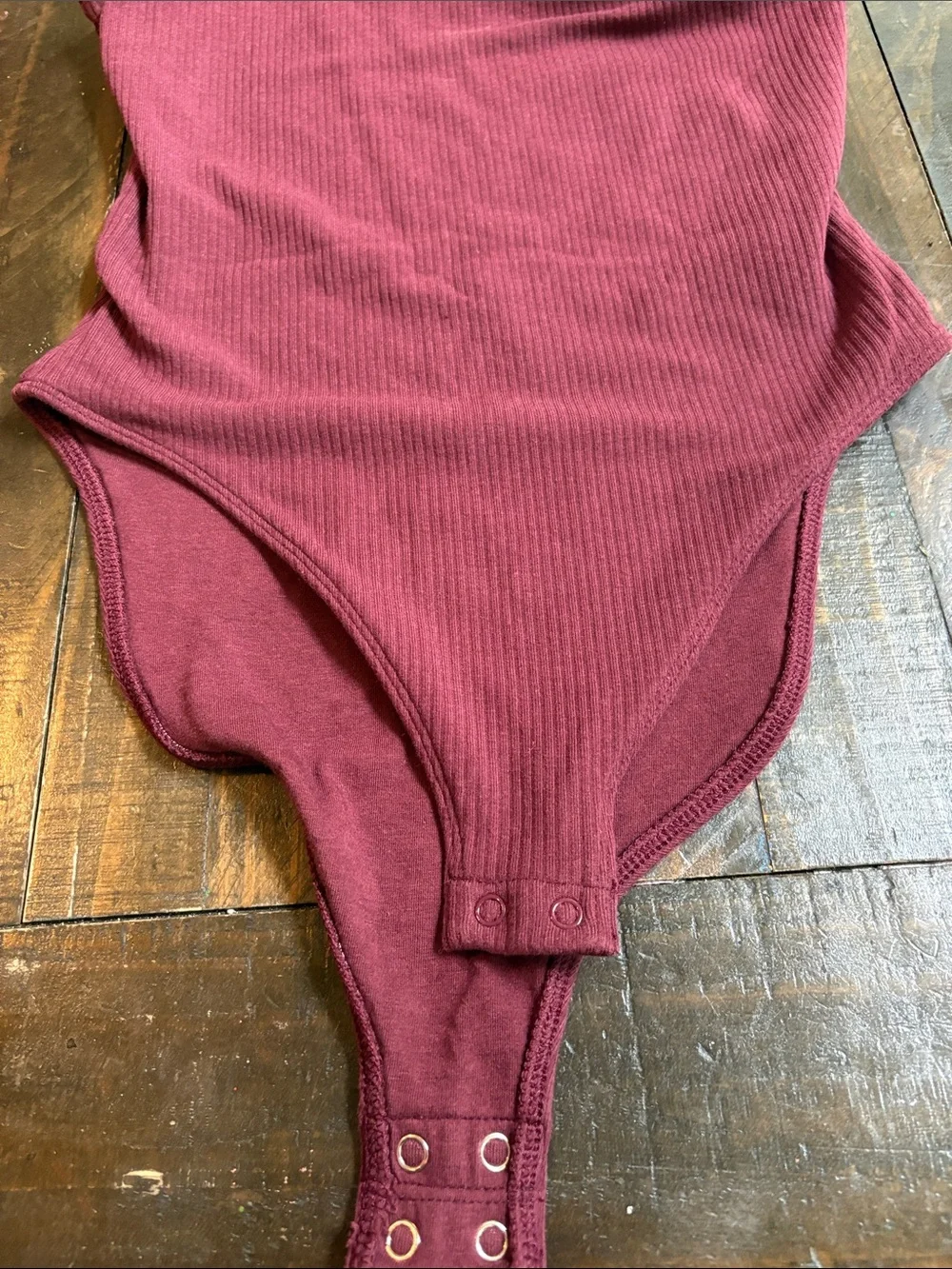 Old Navy Ribbed Spaghetti-Strap Bodysuit in Wine